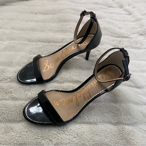 Sam Edelman Faux Patent Leather Ankle Strap Heels Black Size 8.5 - Picture 4 of 11